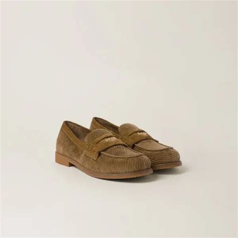 miu miu corduroy loafer|Cinnamon Corduroy Loafers .